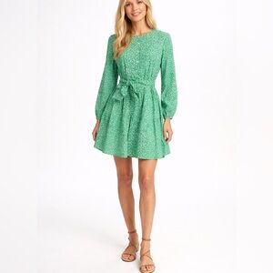 J. Crew Printed Tie Waist Dress M Ditzy Daisy Preppy Coquette Girl Poplin Belted